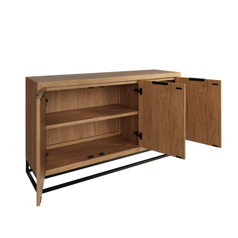 Sheffield Industrial Oak Sideboard with 3 Doors 140 x 40 x 80 cm