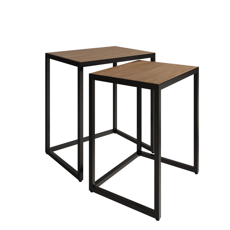 Sheffield Industrial Oak Nest of 2 Tables 40 x 30 x 55 cm