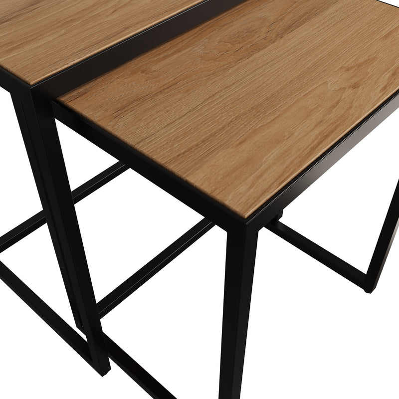 Sheffield Industrial Oak Nest of 2 Tables 40 x 30 x 55 cm