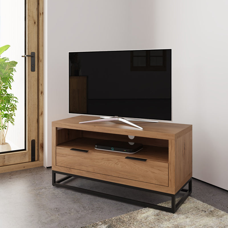 Sheffield Industrial Oak TV Unit Small 100 x 40 x 50 cm