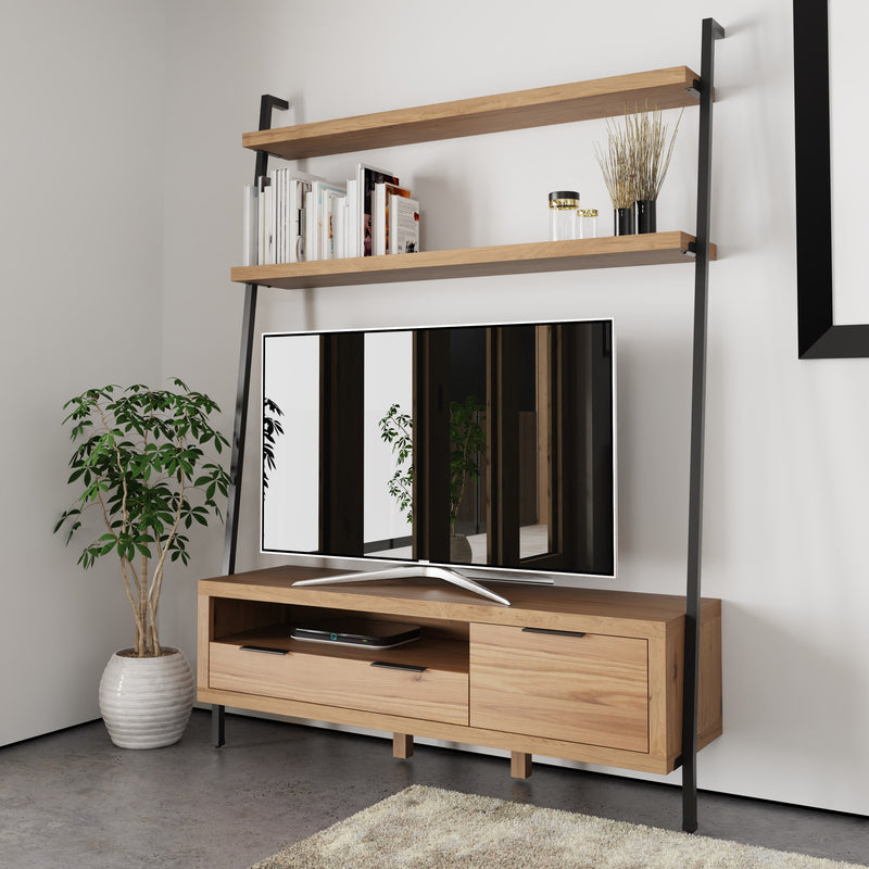 Sheffield Industrial Oak TV Bookcase 140 x 40 x 190cm