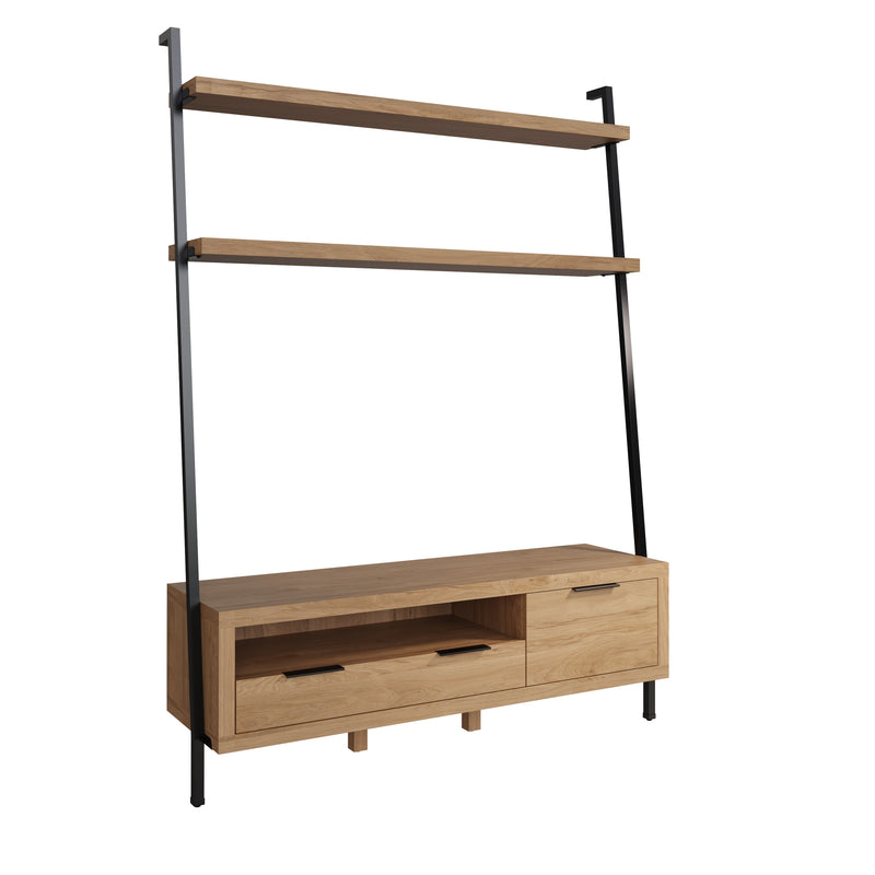Sheffield Industrial Oak TV Bookcase 140 x 40 x 190cm