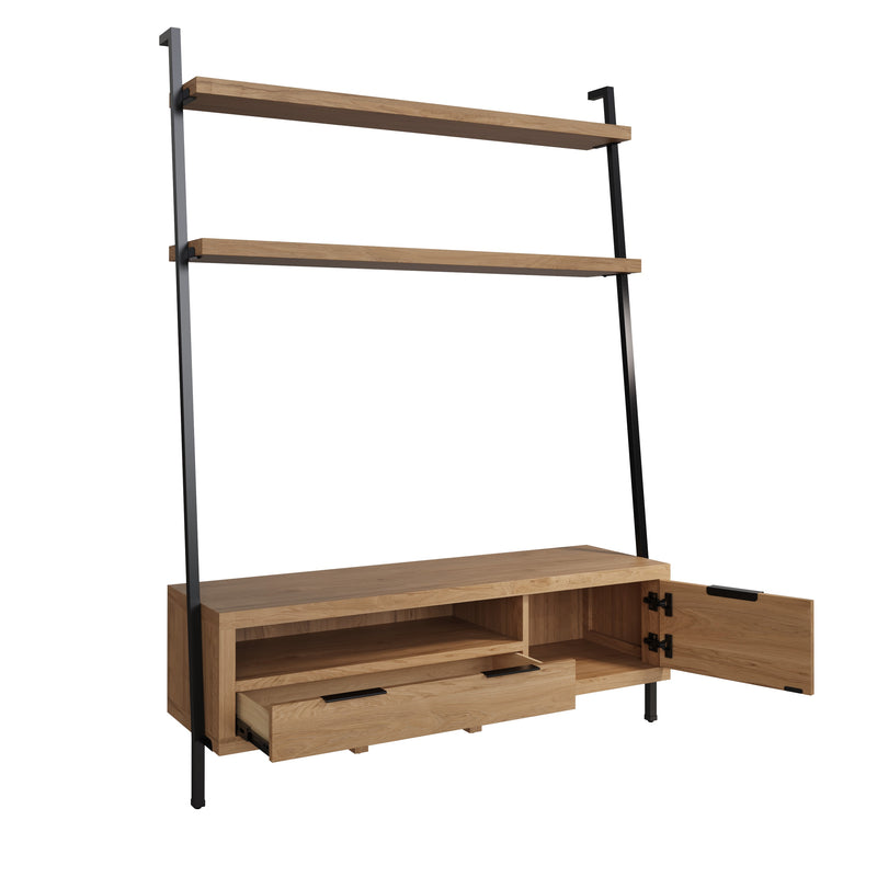 Sheffield Industrial Oak TV Bookcase 140 x 40 x 190cm