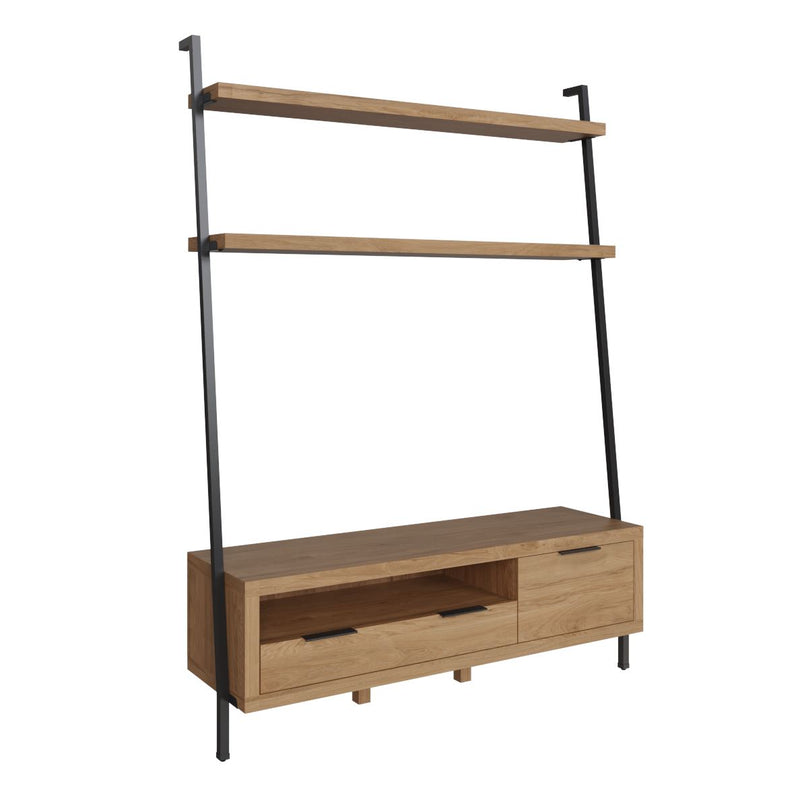 Sheffield Industrial Oak TV Bookcase 140 x 40 x 190cm