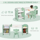 HOMCOM Childrens Table and Chair Set Adjustable – Green & White