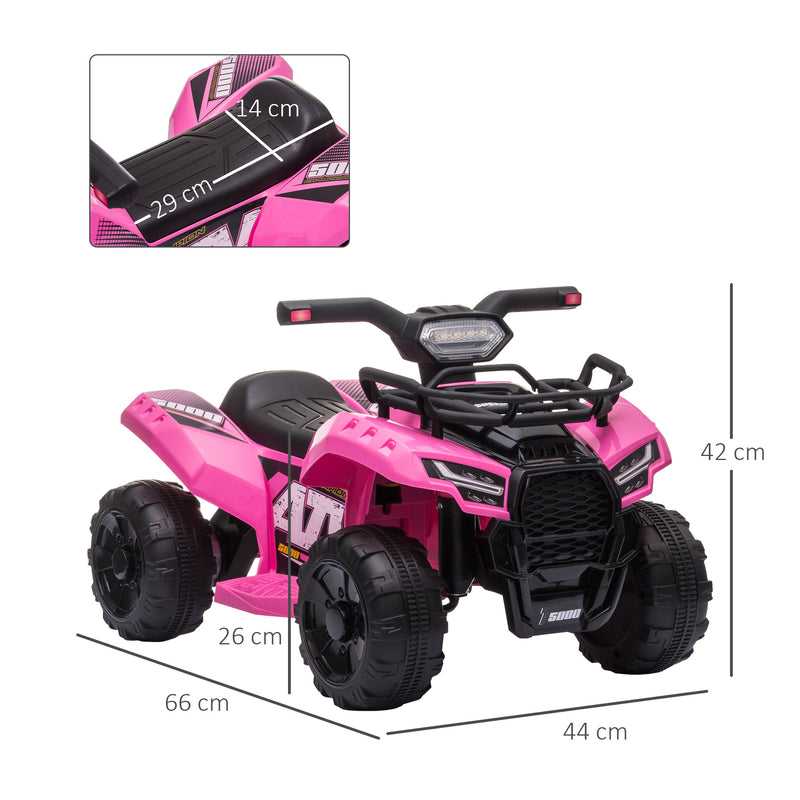 HOMCOM Kids Ride On Car Four Wheeler Quad Bike 6v - Pink