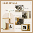 PawHut 114cm Cat Tree for Indoor Cats with Scratching Posts, Cat House, Cat Bed