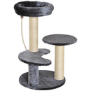 PawHut Cat Tree Scratcher Kitty Activity Center 2 Perch Sisal Rope Grey