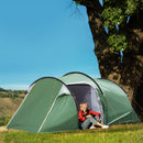 Outsunny 3 Man Camping Tent with Porch and Weather-Resistant Rainfly, Green