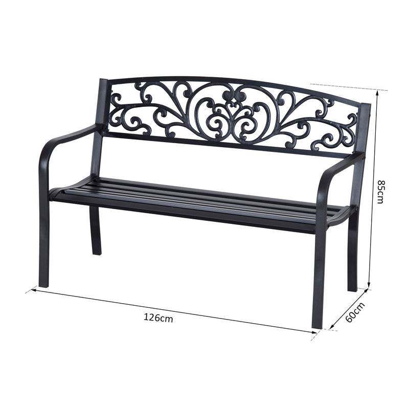 Outsunny Garden Bench - Black