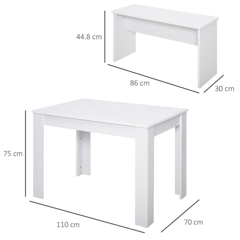 HOMCOM Bench  Dining Set - White