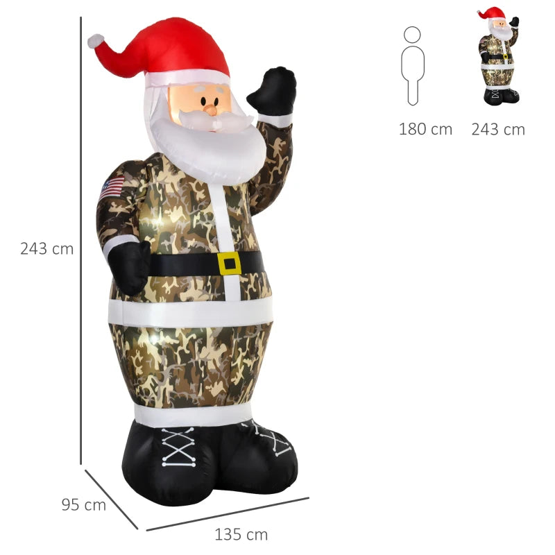 Christmas Inflatable Santa Clause In Camouflage 8'