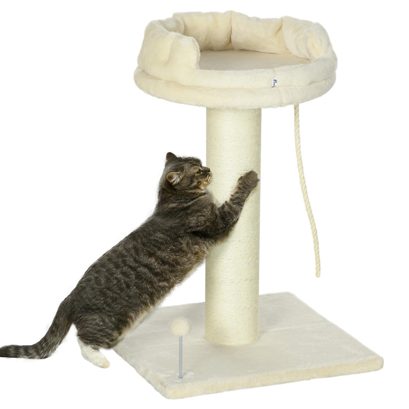 PawHut Cat Tree for Indoor Cats Kitten Tower w/ Sisal Scratching Post - Cream