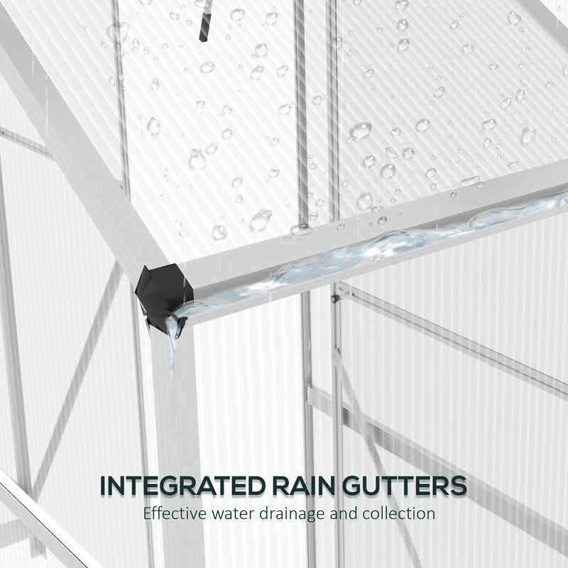 Outsunny 6 x 2.5ft Polycarbonate Greenhouse Aluminium Green House, Silver