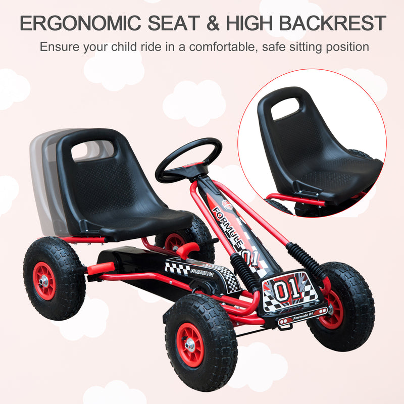 HOMCOM Kids Pedal Go Kart - Red & Black