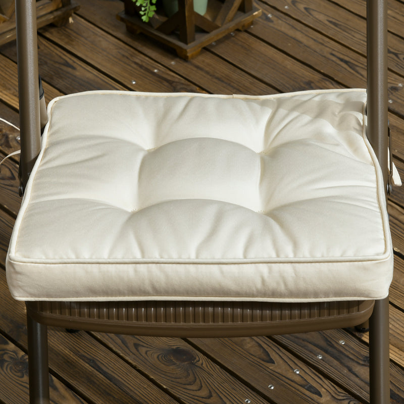 Outsunny 42 x 42cm Replacement Garden Seat Cushion Pad with Ties, Cream