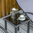 Outsunny 3 Pieces Lounge Chair Set Garden Outdoor Recliner Sunbathing Chair with Table, Light Grey