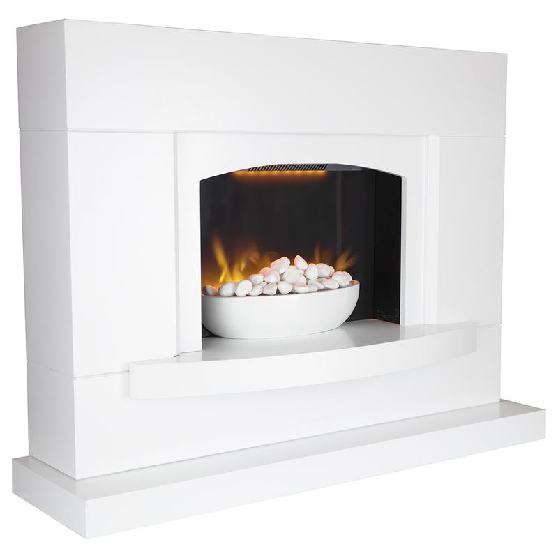 Warmlite Oxford 1.8KW Pebble Fireplace Suite White