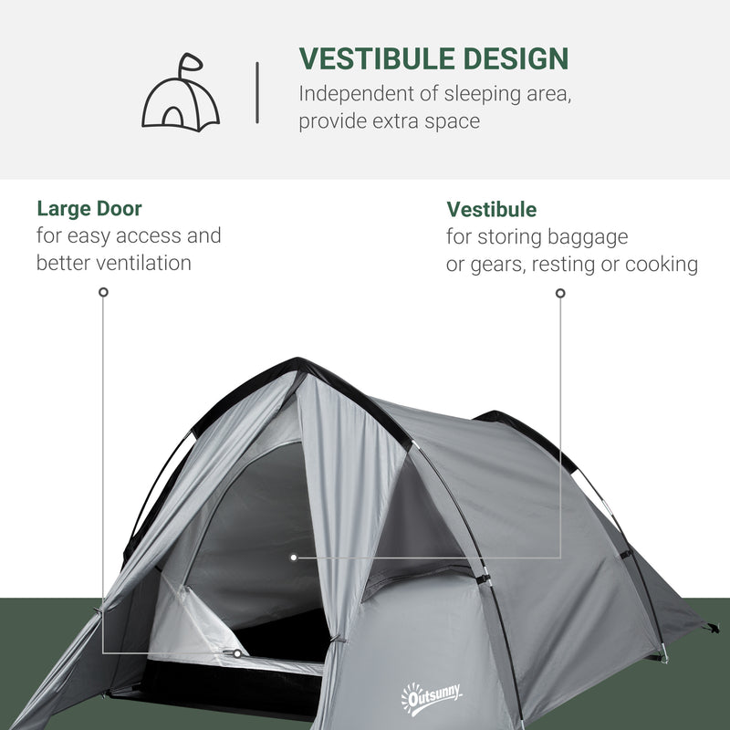 Outsunny 1-2 Person Camping Tent - Grey