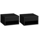 HOMCOM Floating Bedside Table Set of 2 Wall Mounted Nightstand W/ Drawer Black