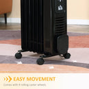 HOMCOM 1630W Black Oil Filled Radiator, 7 Fin Portable Heater w/ Timer Remote Control