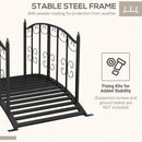 Outsunny 1.2M Classic Scrollwork Arch Bridge for Pond Creek Stream Border, Black