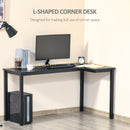 HOMCOM L-Shaped Corner Desk Wood Large PC Gaming Desk 145 x 81 x 76cm Black