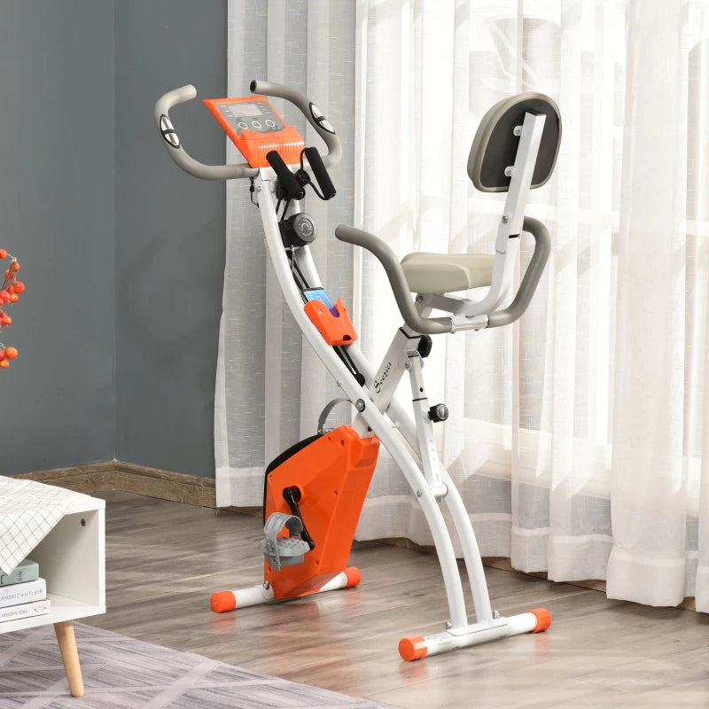 HOMCOM Folding Exercise Bike - White & Orange