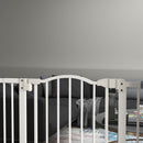 PawHut 74-94cm Adjustable Metal Pet Gate Safety Barrier w/ Auto-Close Door White