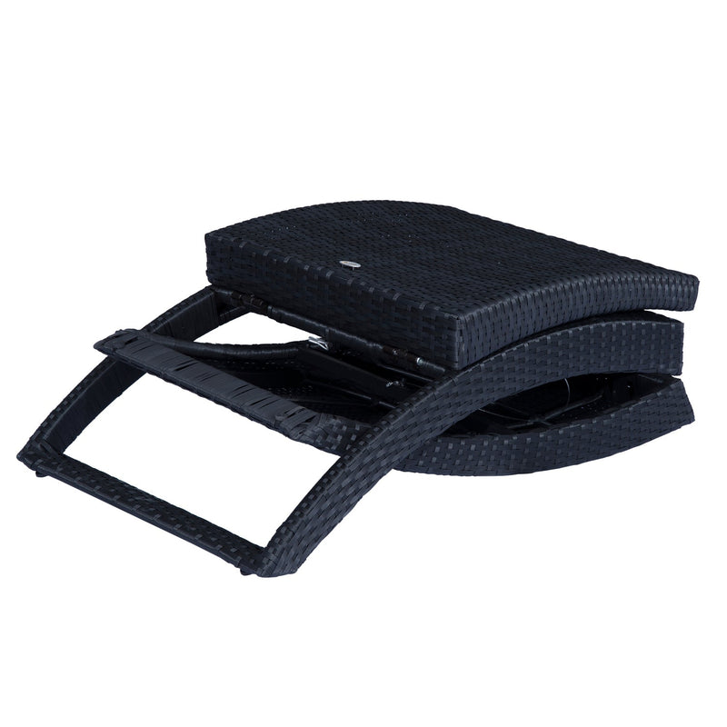 Outsunny Foldable Rattan Single Lounger - Black