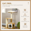 PawHut 114cm Cat Tree for Indoor Cats with Scratching Posts, Cat House, Cat Bed