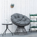 Outsunny 360° Swivel Rattan Papasan Moon Bowl Chair Round Outdoor W/ Padded-Grey