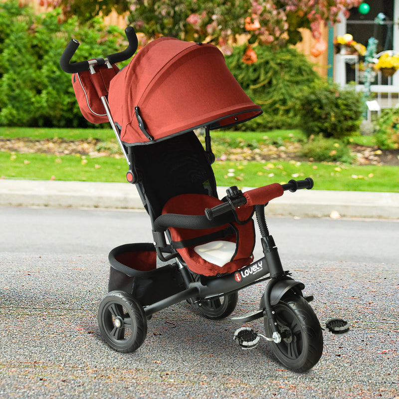 HOMCOM Baby Tricycle with Handle - Red