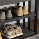 HOMCOM Upholstered Entryway Shoe Bench with Storage Open Shelves, Grey
