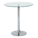 HOMCOM Round Dining Table Bistro Pub Counter w/ Tempered Glass Top for Kitchen