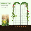 Outsunny Set of 2 Metal Trellis for Climbing Plants, Floral Design