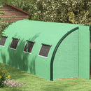 Outsunny Tunnel Greenhouse, Upgraded Structure, Hinged Doors, 6 x 3(m), Green