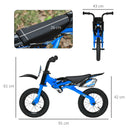 Kids Balance Bike 12" with Motorbike Look - Blue