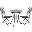 Outsunny Outdoor 3pc Bistro Set Dining Folding Chairs Patio Furniture Black