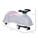 Kids Ride On Wiggle Car - Dolphin Shaped - Grey