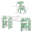 HOMCOM Childrens Table and Chair Set Adjustable – Green & White