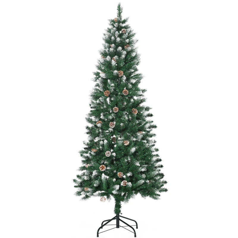 HOMCOM Christmas Tree Snow Dipped Slim 6'