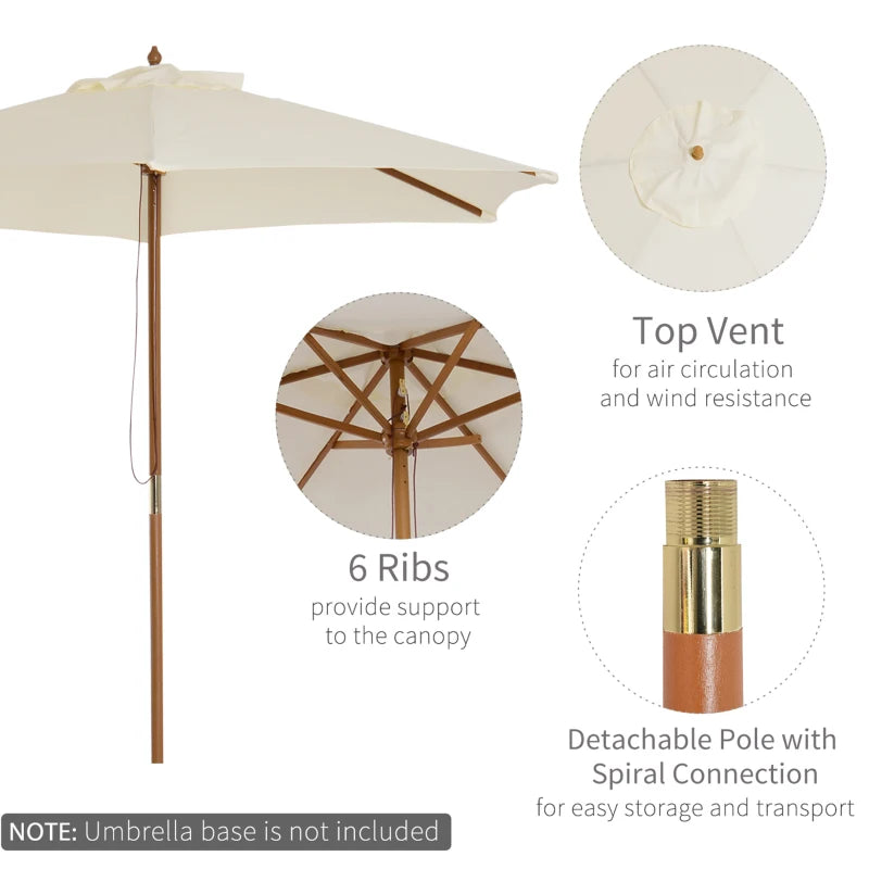 Outsunny Parasol Wooden 2.5 m - Cream