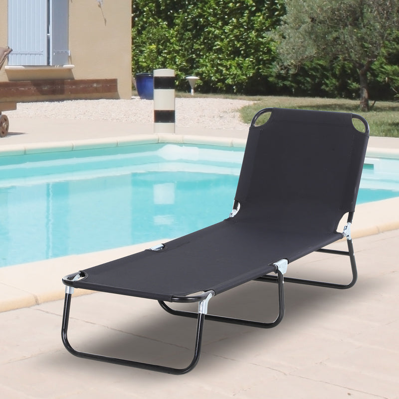 Outsunny Foldable Sun Lounger - Black