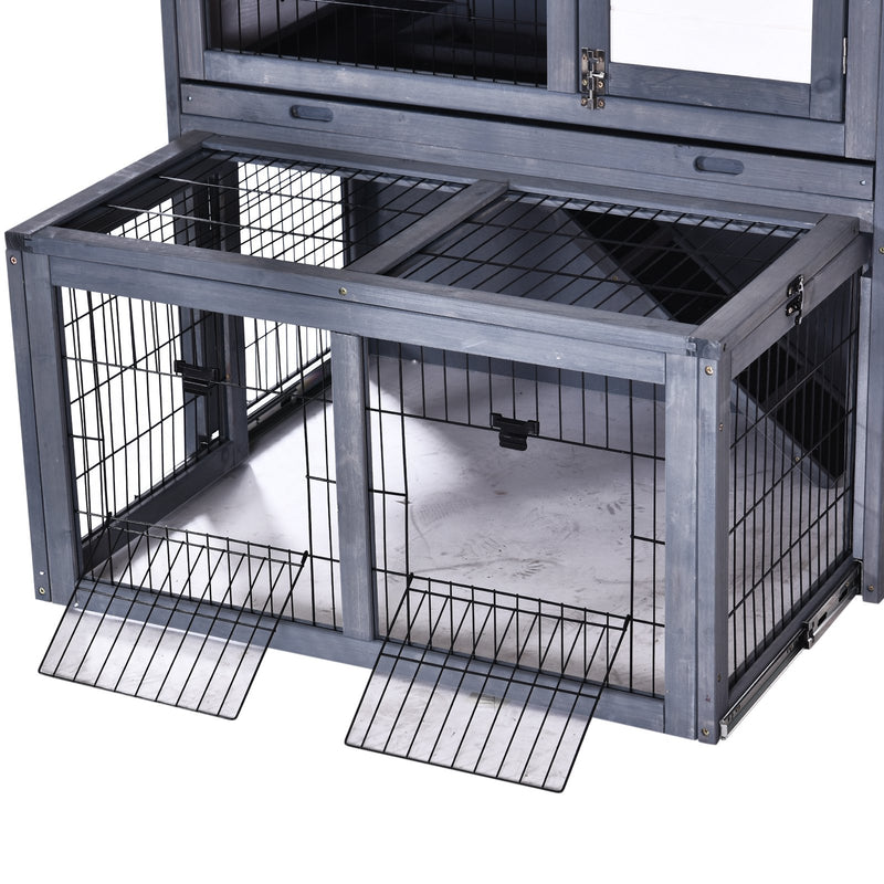 Pawhut Rabbit Hutch Grey