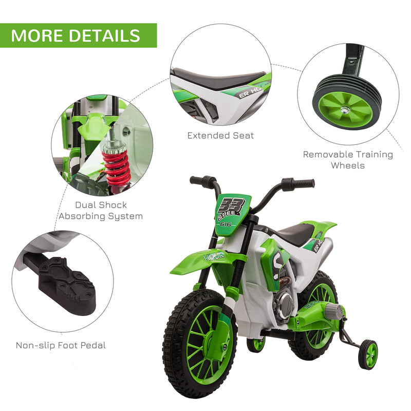 HOMCOM Kids Electric Ride On Motorcycle Bike 12V - Green