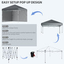 Outsunny 3x3 (M) Pop Up Gazebo Party Tent w/ 2 Sidewalls, Weight Bags Dark Grey