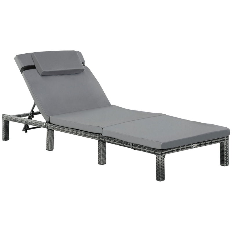 Outsunny Garden Rattan Furniture Recliner Lounger Sun Reclining Daybed Patio