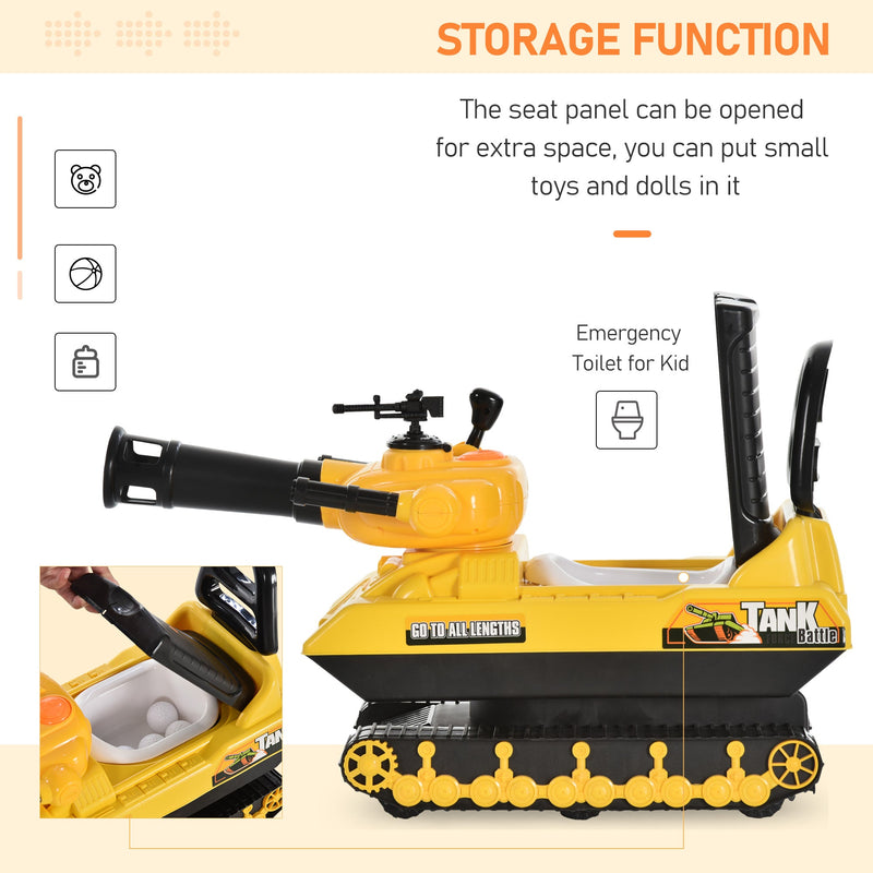 Kids Ride On Shooting Tank - Yellow