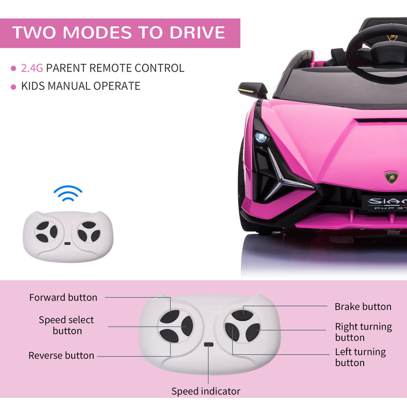 HOMCOM Kids Electric Ride On Car Lamborghini Sian - Pink